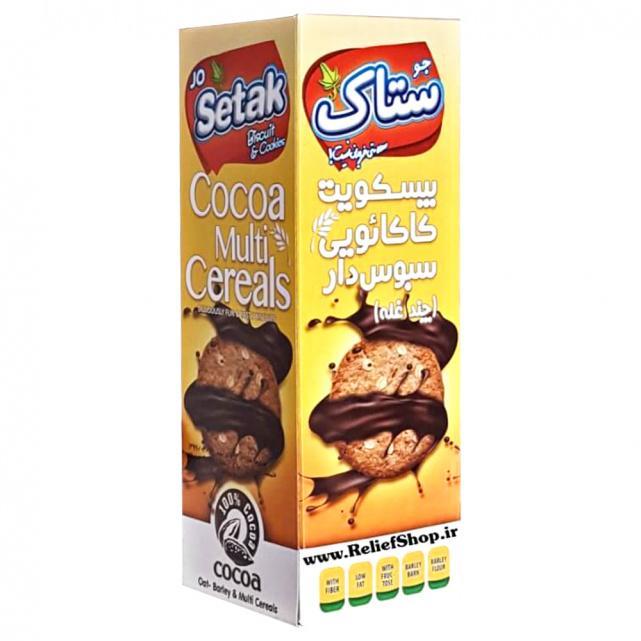 بیسکویت سبوس‌دار کاکائویی چند‌غله ستاک 370 گرم